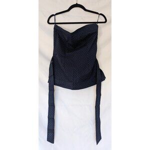 Navy Polka Dot Strapless tank - Costa Blanca - M